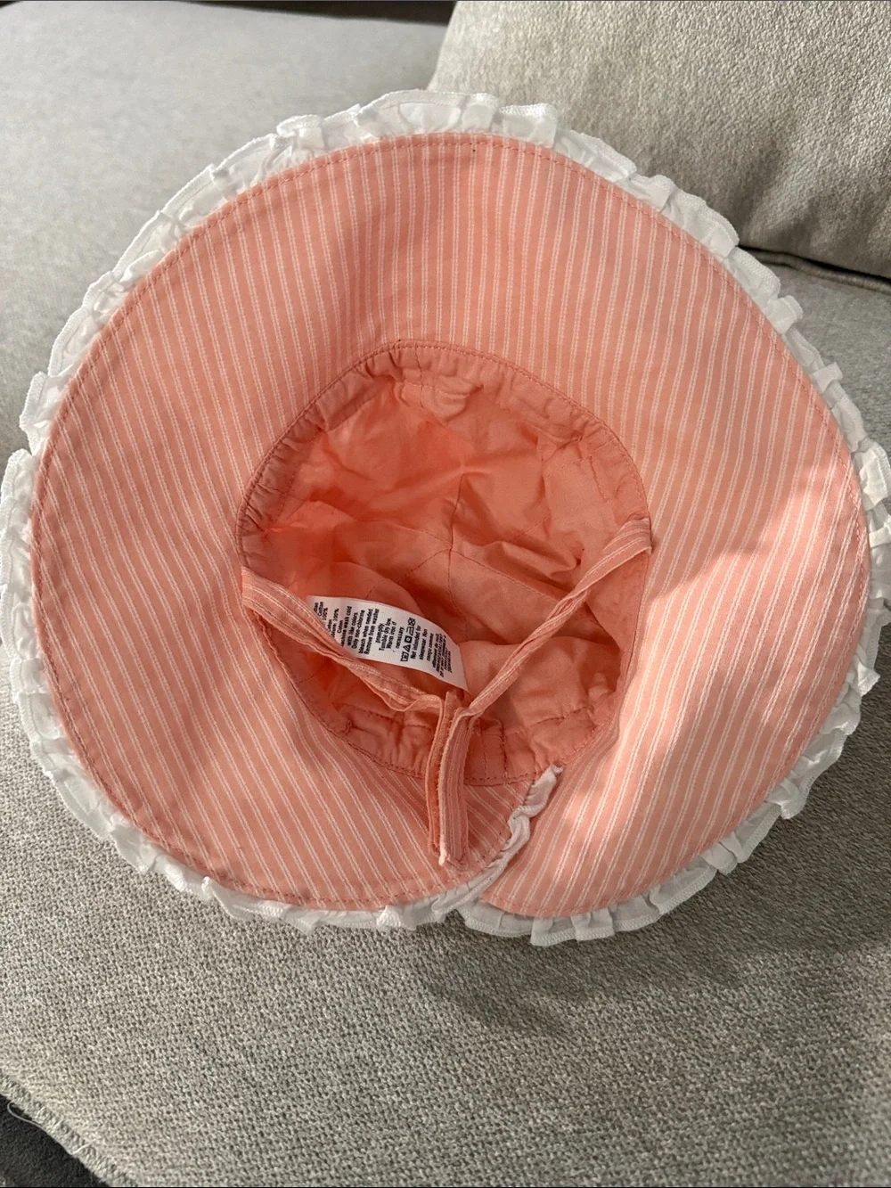 Janie and Jack Pink Striped Sun Hat with White Bow Sz 0-3